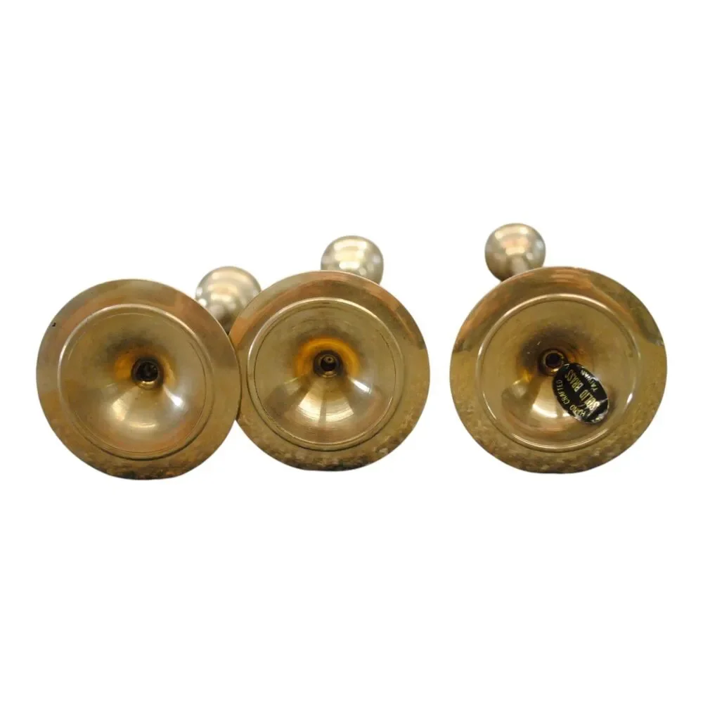 Brass Candlestick Holders Set Of 3 Vintage